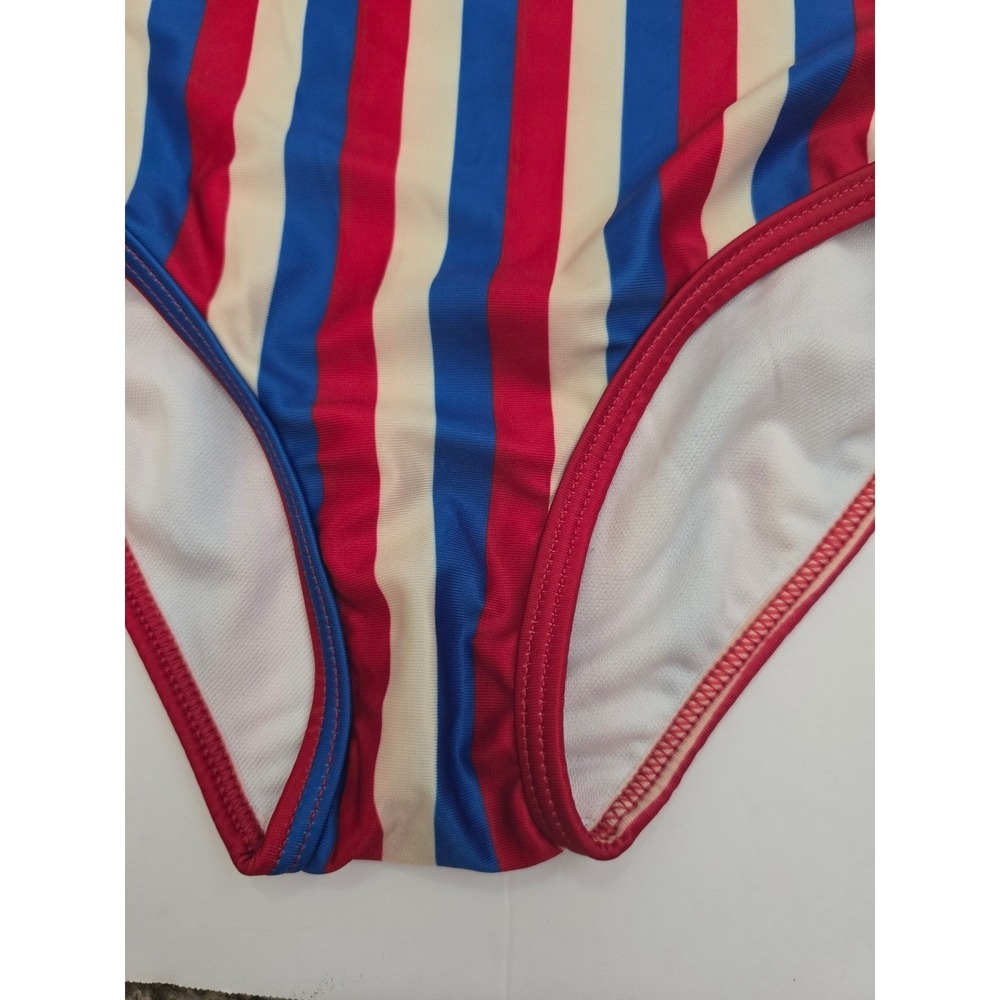 Cat & Jack Girls One Piece Swimsuit Red White Blue Striped UPF 50+ NWT 0-3M - Picture 3 of 8
